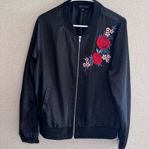 Black Floral Embroidered Women's Jacket